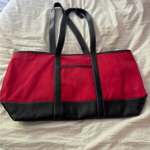 Red and black leather coach bag